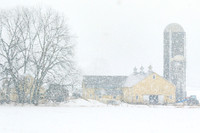Farm during snowstorm